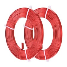 2-Pack 5mm Wide x 16.4ft/5m Bendable Flat Aluminum Wire Bright Red