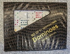 Set Of 91 Professional Dominoes Double Twelve Color Dot Vinyl Carrying Case