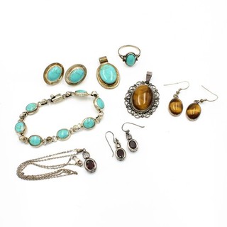 Southwest Sterling Necklace Bracelet Earrings Pendant Ring Lot of 8 #S4328 3