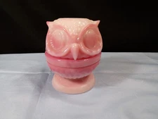 Fenton Pink Rosalene Glass Owl Fairy Lamp