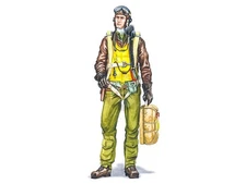 Plus Model 1/48 P-47 Thunderbolt Pilot WWII Standing Holding Parachute AL4036