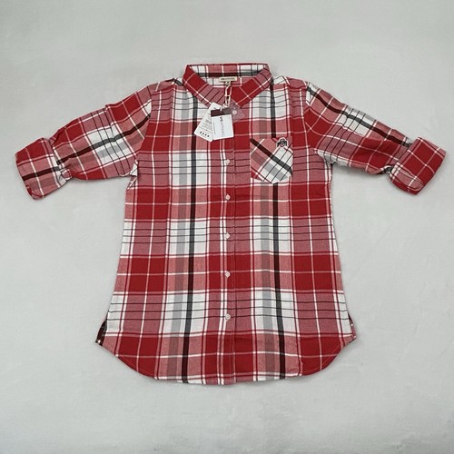 Ohio State Buckeyes UGapparel NCAA Red & White Flannel Longsleeve Shirt Womens M