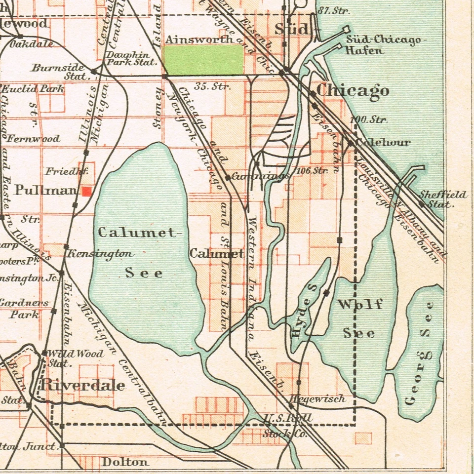 MAPA ANTIGUO VINTAGE ORIGINAL ESTADO DE ILLINOIS DE CHICAGO 1896 EE. UU. Foto 3 de 4