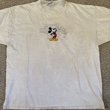 Vintage Mickey  Co. White Embroidered Mickey Mouse T-Shirt Adult 2XL Brazos