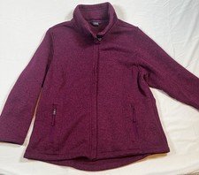 Lands End Women s Zippered Fleece In Dark Wine Size 1X 16W-18W