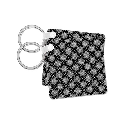 3dRose, White Cat Polka Dot Pattern Isolated on Red, Key Chain