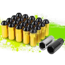 JDM ALUMINUM GOLD M12X1.25 23MM OD 29MM LUG NUTS W/24MM CAP 20PCS/SET+ADAPTER