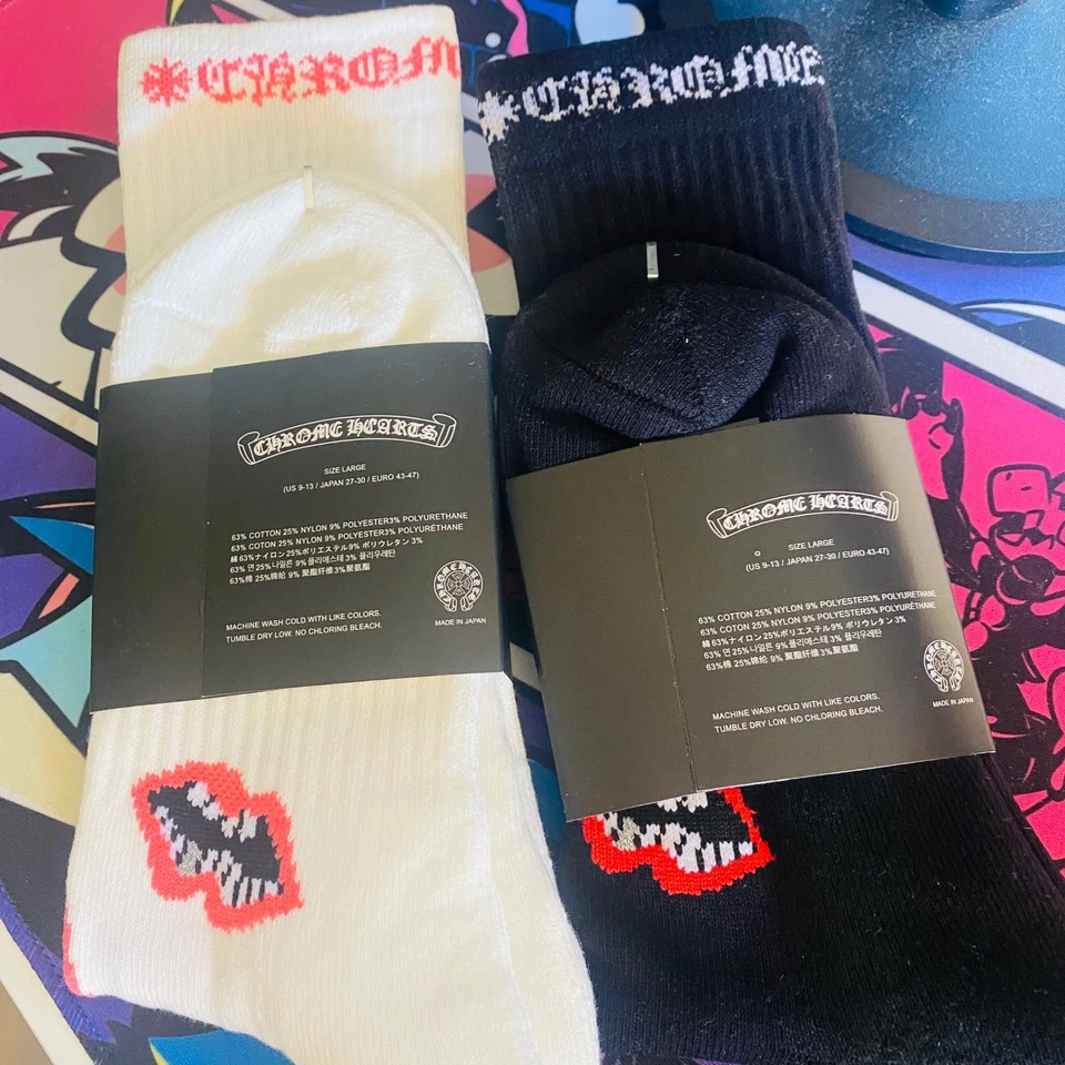 Calcetines Chrome Hearts x Matty Boy Chomper Labios Blanco Rosa y Negro Talla Grande 9-13 Foto 3 de 3