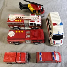 Fire truck And Ambulance Rescue Toy Set Helicopter