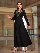 Rhinestone Dubai Kaftan Women Formal Long Dress Wedding Evening Abaya Robe Gown