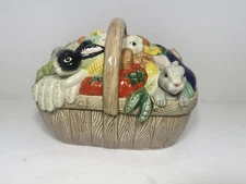 vintage fitz and floyd Lg Bunnies Basket Omnibus 1995 Ceramic Multi Color (80)