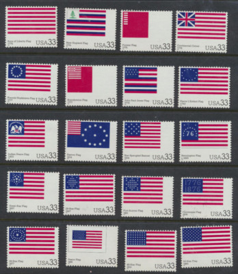 USA 3403 a-t Set of 20 Mint NH SINGLES Stars & Strips Historic