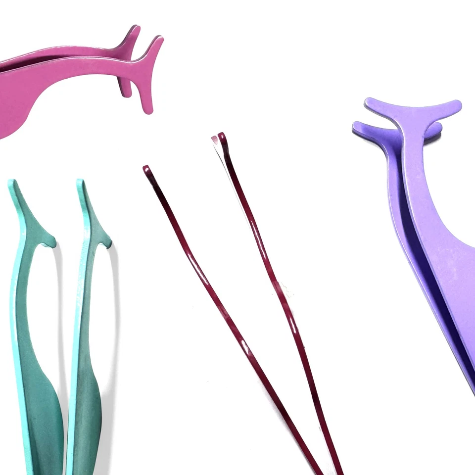 Pinzas aplicadoras de pestañas postizas de 10 piezas - Herramienta de extensión y extracción Clip Pinza Foto 3 de 4