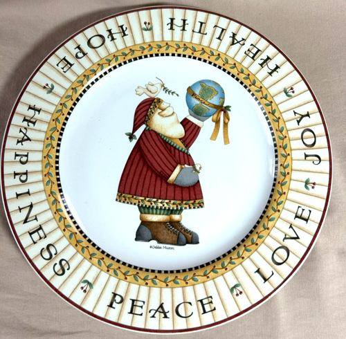 Set 4 Sakura Debbie Mumm Joy To The World Christmas Dessert / Salad Plates USED? - Picture 4 of 6