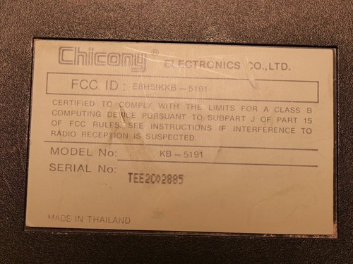 Chicony KB-5191 E8H5IKKB-5191 Mechanical Keyboard Vintage - Picture 8 of 8