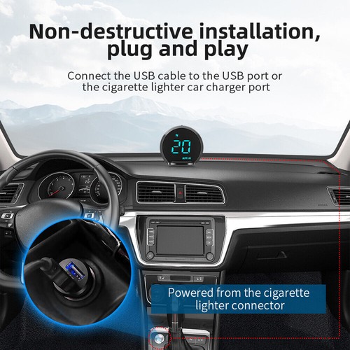 Head Up Display Car GPS Speedometer MPH KMH HUD Overspeed Alarm Compass Digital - Picture 5 of 8