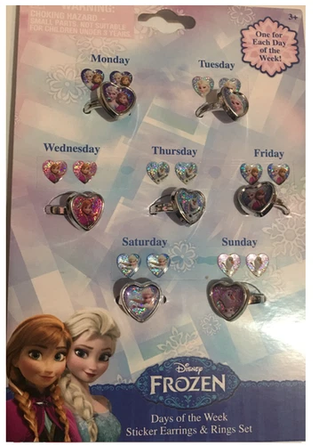 Joy Toy 7 Days Set Ring Sticker & Earring Set Gift Party Favor