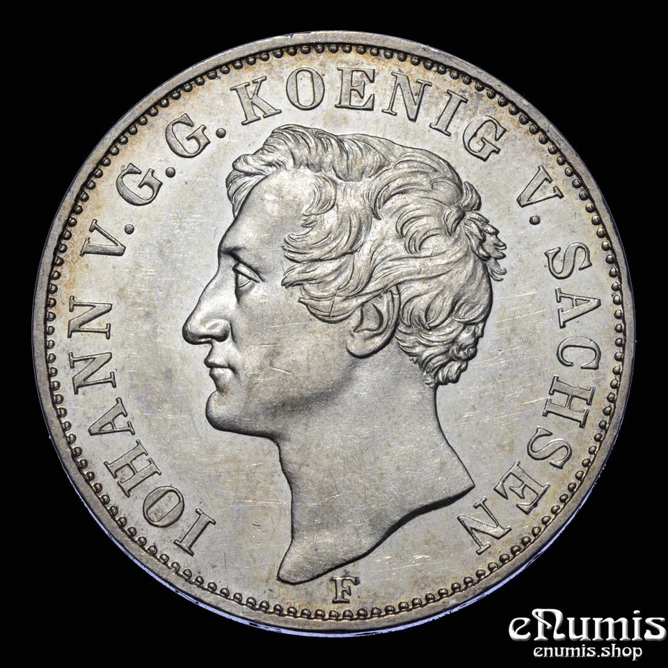 Germany, Saxony, Johann, Taler 1855, Mint visit, proof-like, aUNC - Image 2 of 4