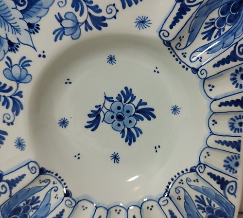 Vintage Royal Delft Ashtray De Porceleyne Fles Square Holland Hand Painted SEE - Picture 2 of 9