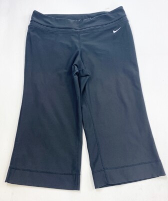 Nike Yoga Cropped Leggings Womens Medium Black Dri-Fit