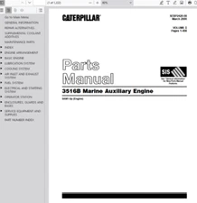CAT Caterpillar 3516B Marine Aux Engine 9AN1-Up Parts Catalog Manual PDF USB