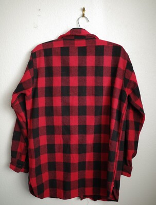 Vintage 30's 40's Montgomery Ward Wool Red Buffalo Plaid Flannel
