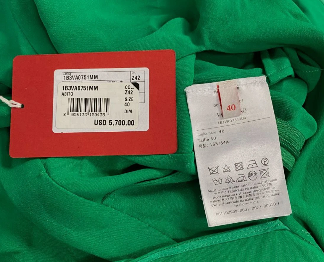 Abito MIDI Valentino da donna verde seta cady mantello da $5700 taglia 40