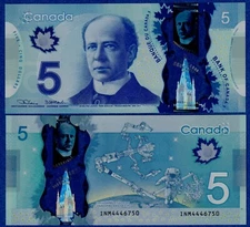 Canada $5 (2013) P106e " Lane & Macklem  "- UNC POLYMER NOTE - PREFIX INM