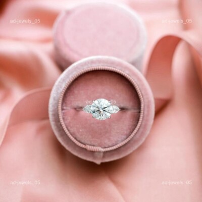 Brilliant Cut April Birth Diamond 18K Solid White Gold Three-Stone Prong Ring