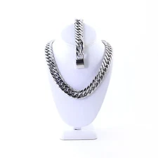 ANTI-TARNISH SOLID STAINLESS STEEL THICK MIAMI CUBAN LINK CHAIN & BRACELET 18MM