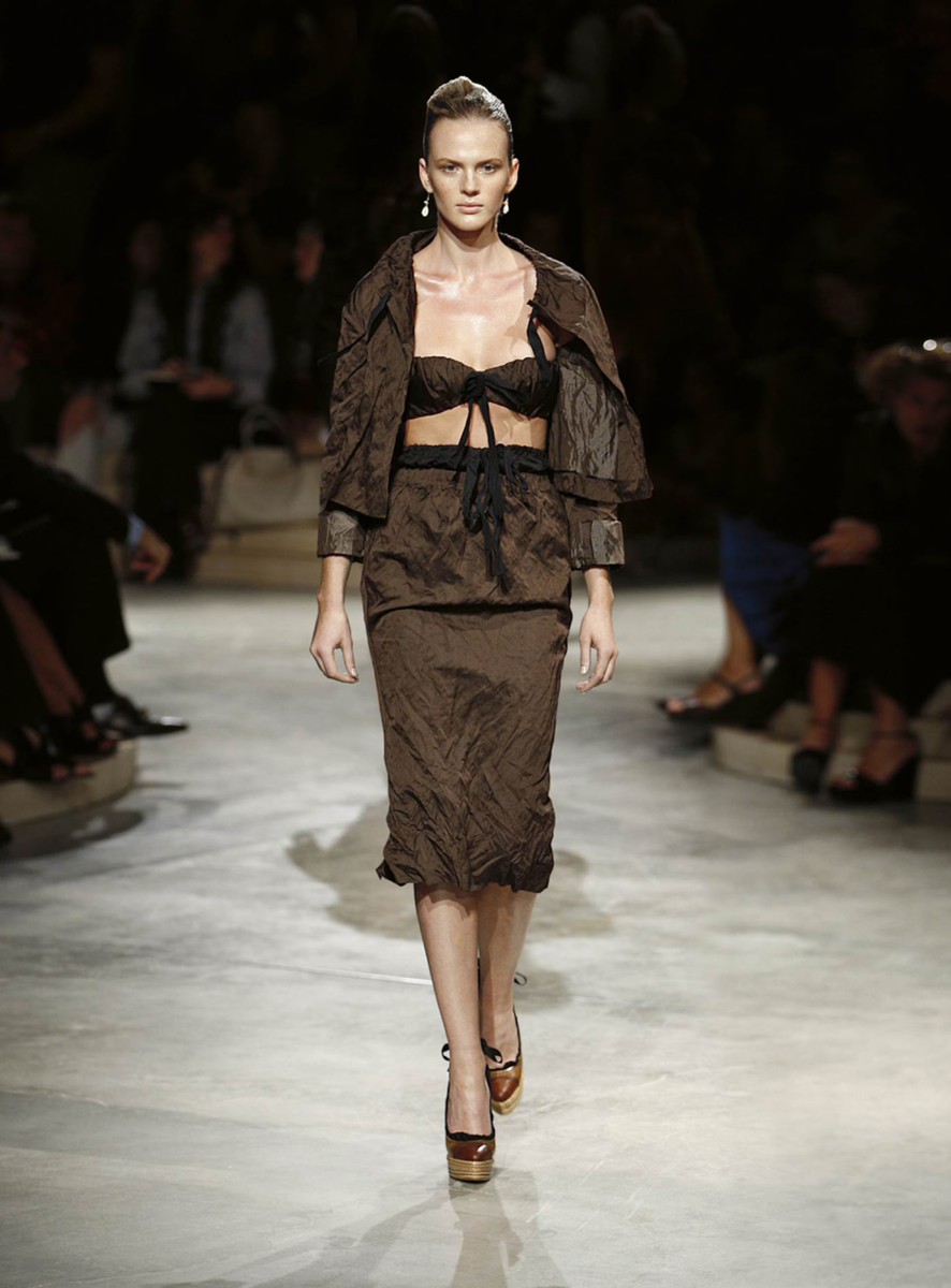 Prada Brown Crinkled Jacket with Bows, Spring/Summer 2009 | eBay