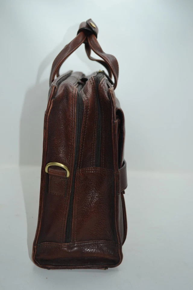 Dr. Maletín Bolso Mensajero Marrón Bolso de Mano Cuero Cremallera Bolsillo Asa Maletín Foto 2 de 4