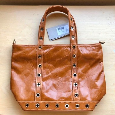 Vanessa Bruno Leather Perforated Handbag Shoulder Tote Bag Purse in Biscuit NEW