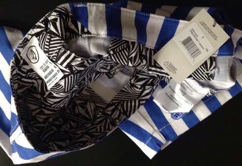 NEW VOLCOM Stripe Shorts Size 1 XS Royal X Small Blue White Stretch Cotton Pants - 第 6/12 張圖片