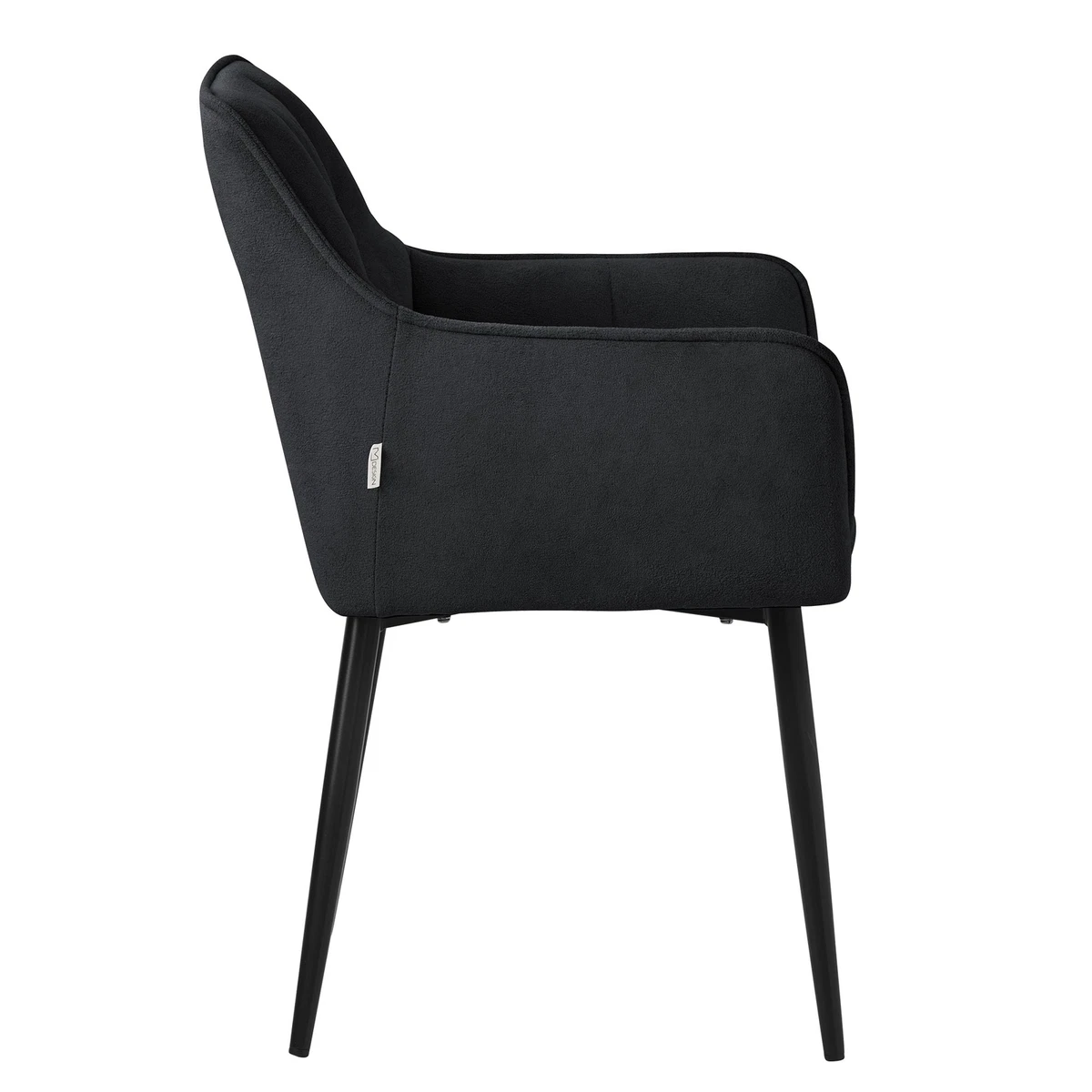 4x Asiento de comedor negro silla tapizada acolchada con reposabrazos y respaldo
