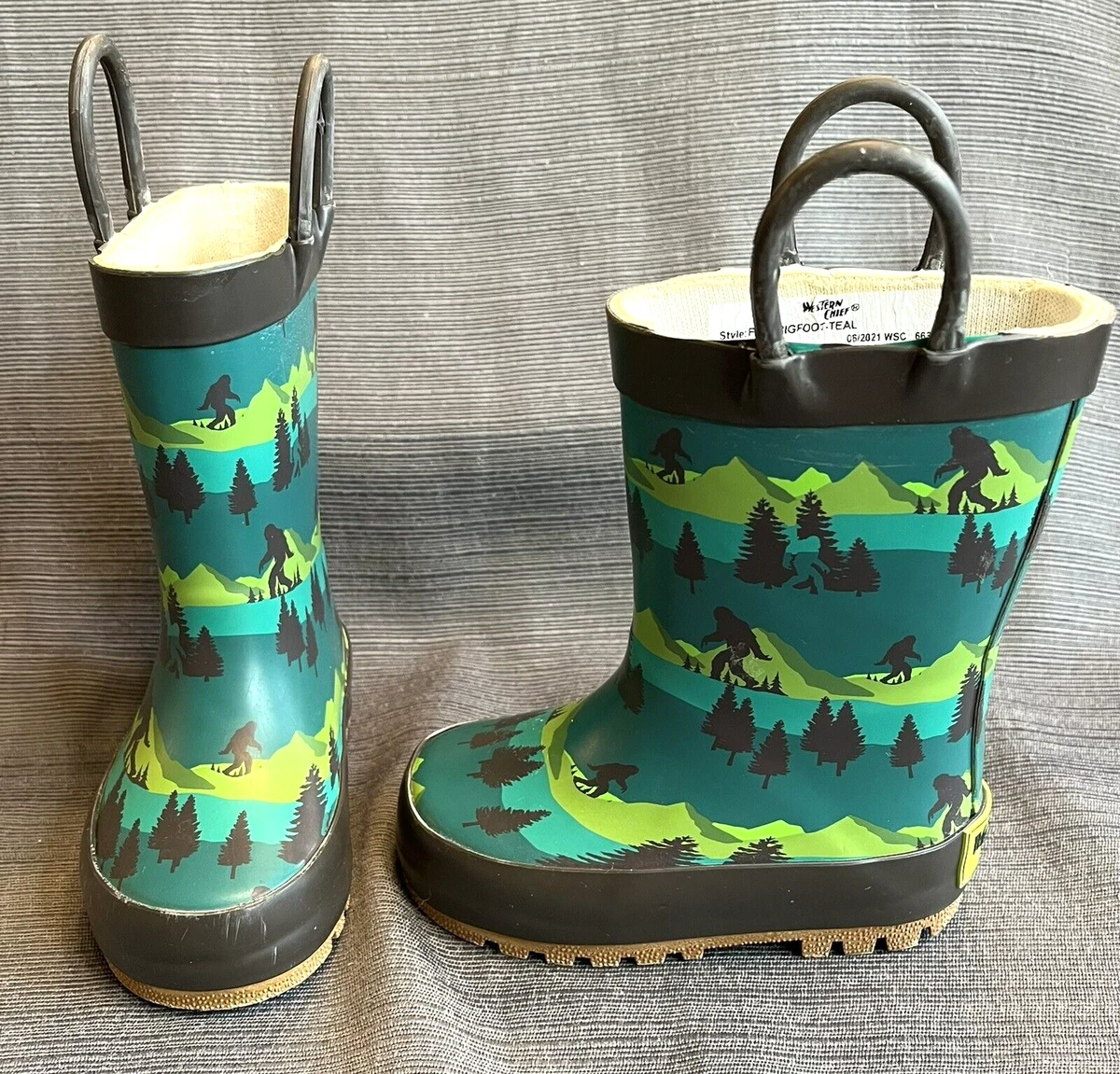 Western Chief FIND BIGFOOT Teal Toddler Rain Boot Toddler Size 5