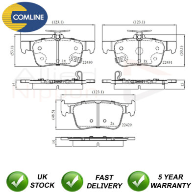 Brake Pads Set Rear Allied Nippon Fits Honda Civic 1.0 1.5 1.6 D 2.0