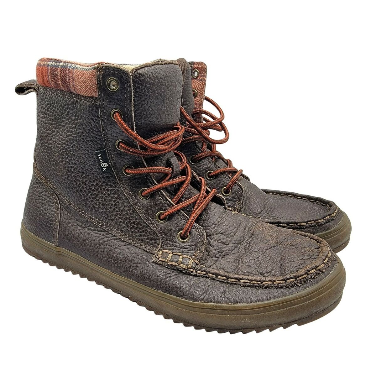 Sanuk Stratton Deluxe Leather Brown Lace Up Boots Mens 8 Sanuk Stratton Deluxe Leather Brown Lace Up Boots Mens 8