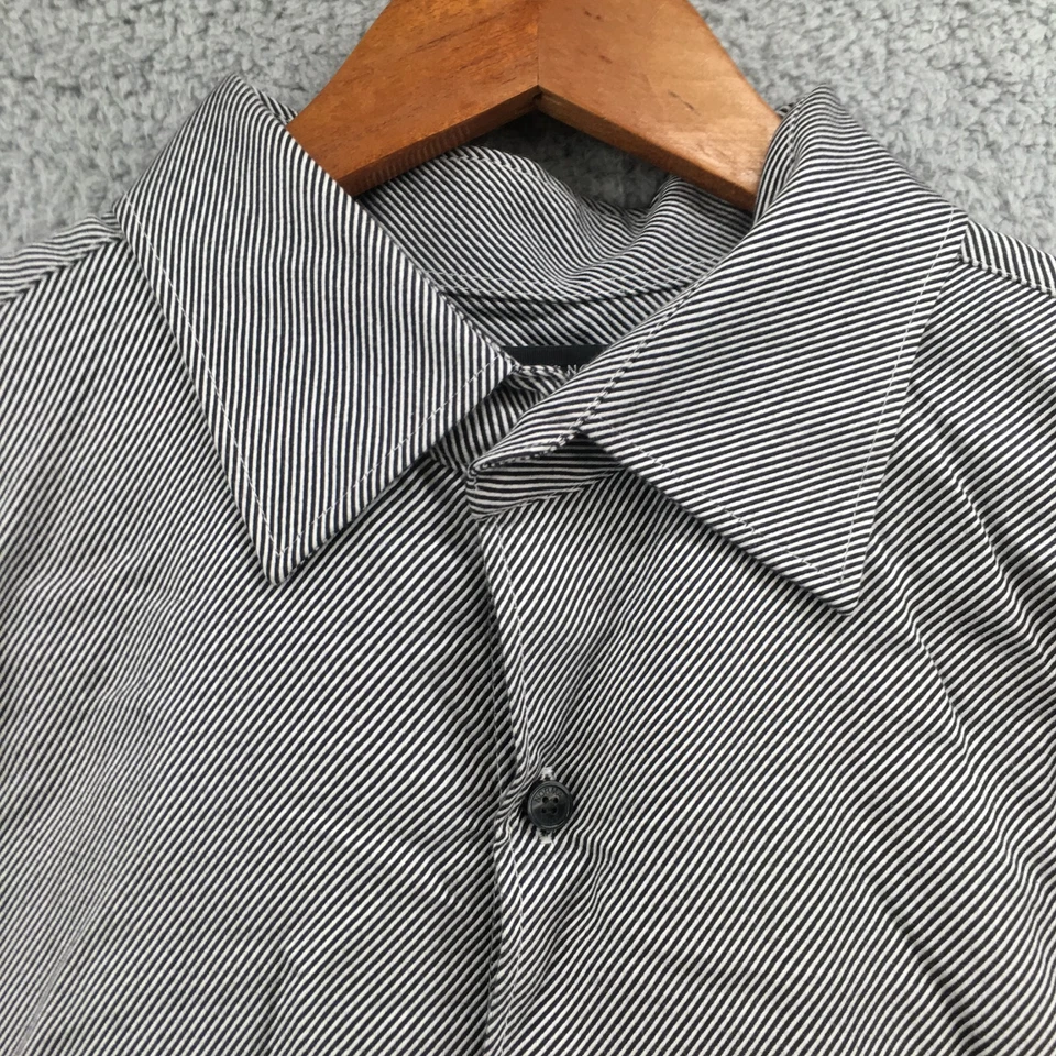 Camisa de vestir Greg Norman manga larga abotonada para hombre XL negra blanca algodón a rayas Foto 4 de 4