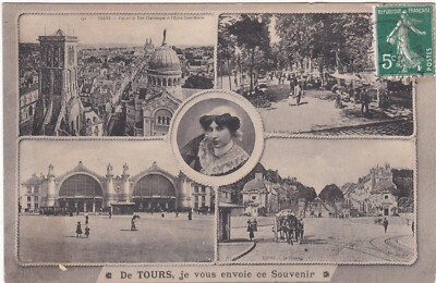 E0003 TOURS - MULTIVIEW KARTE MIT KIRCHE, BAHNHOF, PARK UND SCHEIBE - ANIMIERTE KARTE