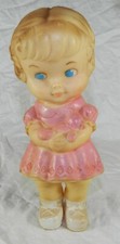 Vintage Squeak toy by The Edward Mobley Co. - Girl in Pink Dress