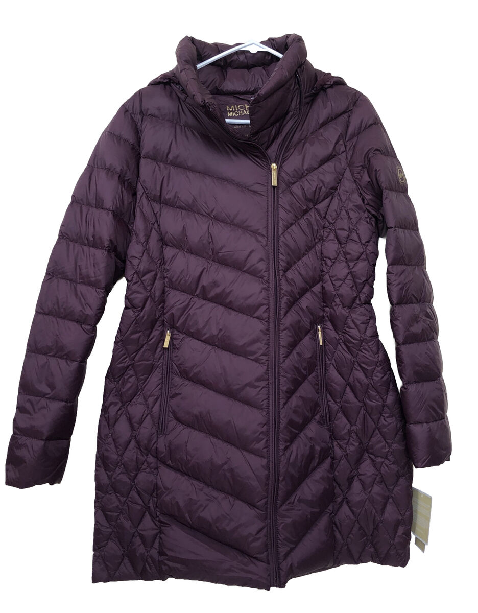 Michael Kors Woman Packable Down Over Coat M Eggplant Purple Michael Kors Woman Packable Down Over Coat M Eggplant Purple
