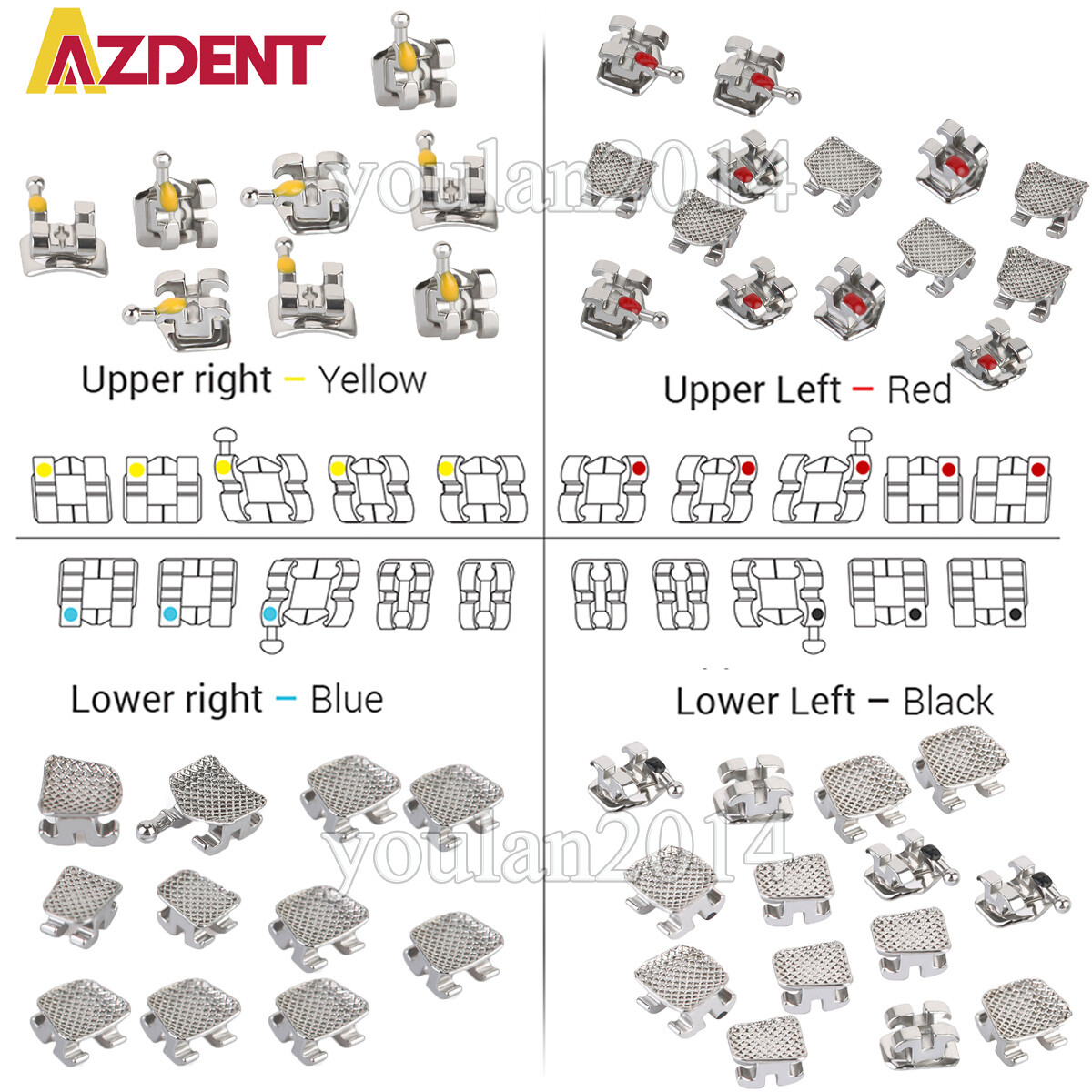 AZDENT Dental Orthodontic Bracket Braces Mini/Standard MBT/Roth