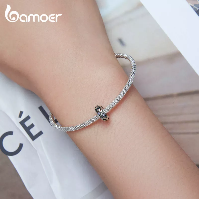 Bamoer Women Authentic 925 Sterling Silver Luster Silver Silicone