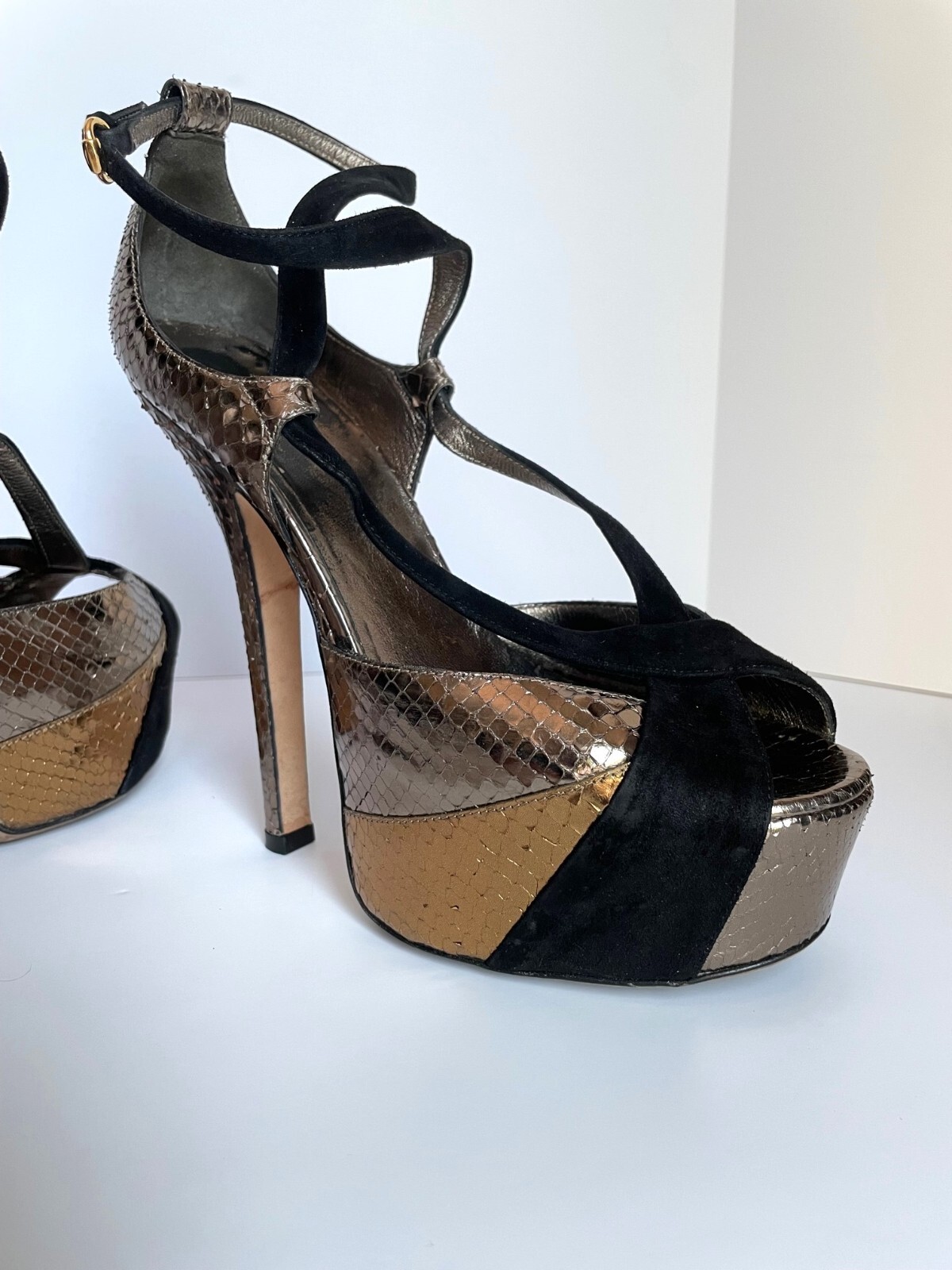 Gucci Exotic Python Leather Platform Heels Pumps … - image 8