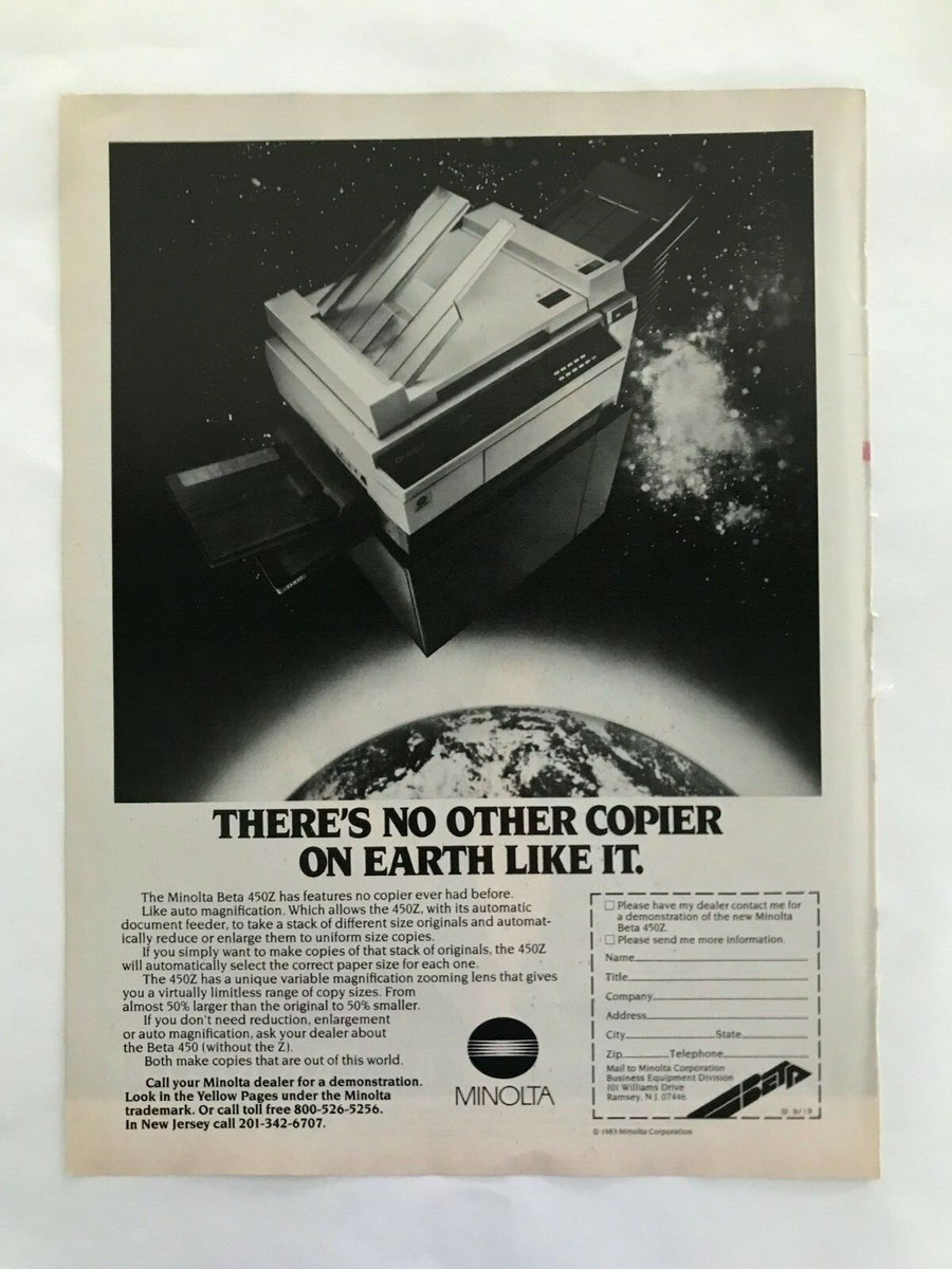 Minolta Beta 450Z Copier Vintage 1983 Print Ad | eBay