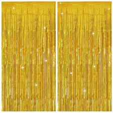 Tinsel Curtain Party Backdrop Gold Birthday Decorations 2 Packs Glitter Foil ...
