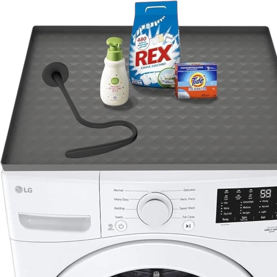 2 Pack Silicone Washer & Dryer Top Protector Mat + Washer Door Prop Magnetic Fle - Image 2 of 4