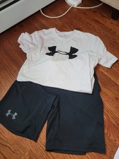Under Armour Youth Boys Black Shorts Tshirt Outfit Size YXL