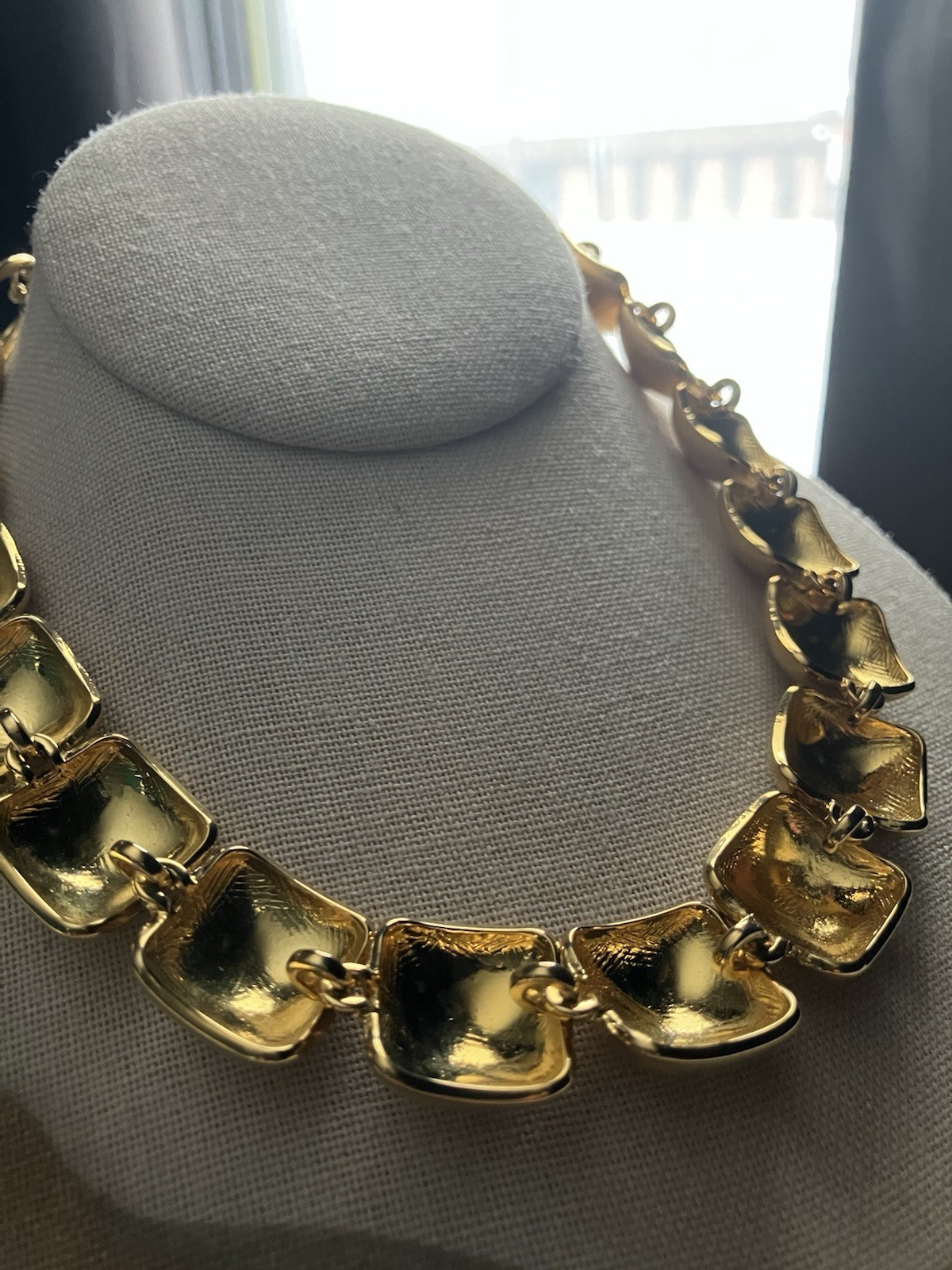 Vintage Square Link Statement Collar Necklace Tog… - image 9